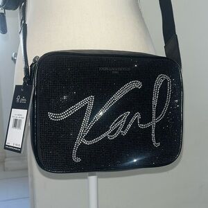 black metallic Karl Lagerfeld crossbody
